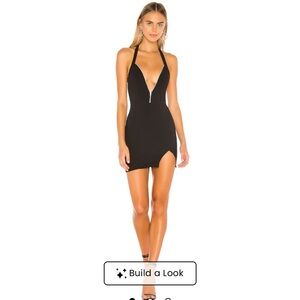 Superdown Greta Halter Zip Mini Dress in Black